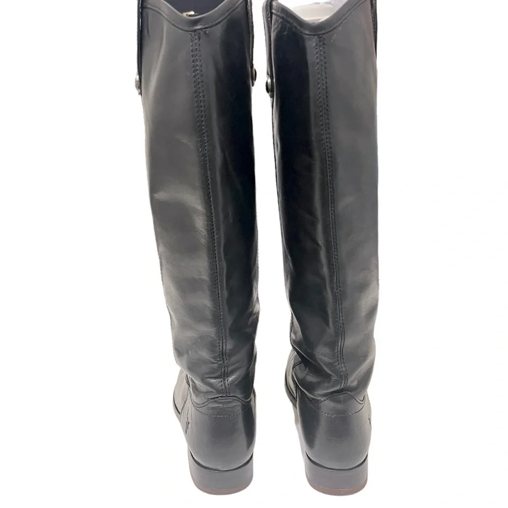 FRYE Melissa Button‎ Lug Equestrian-Inspired Tall Boots in Black Women's Size 6